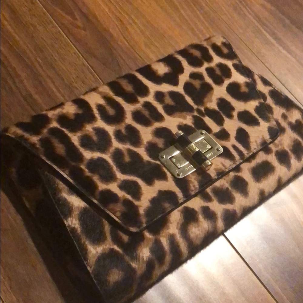 DVF leopard print clutch